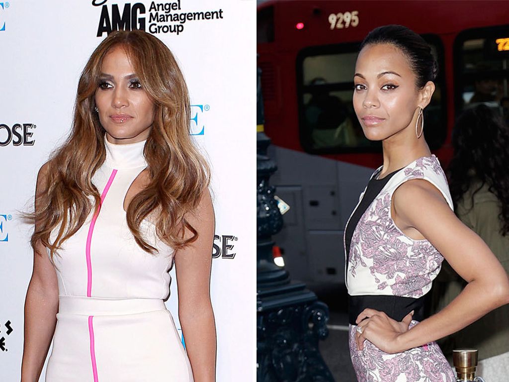 Zoe Saldana & Jennifer Lopez Ladies in Pink Promiflash.de
