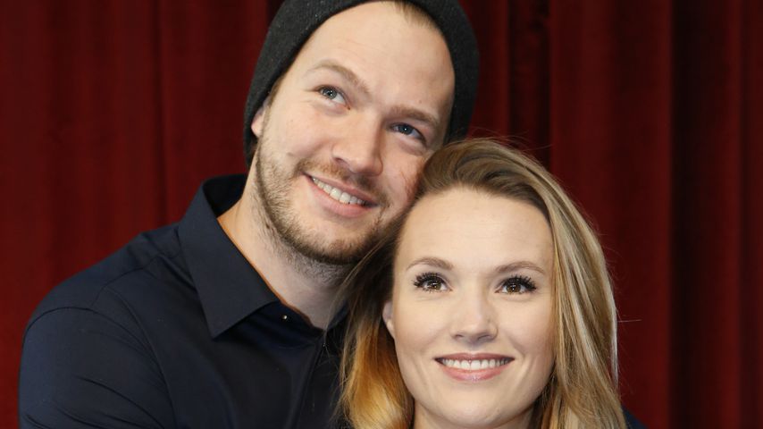 Anna Hofbauer mit Marvin Albrecht auf der Premiere von "Sing" in Köln