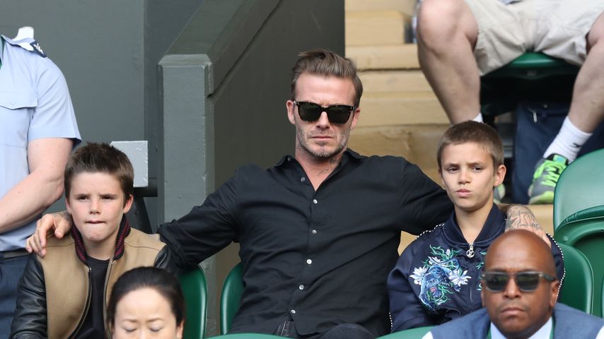 David Beckham mit seinen Söhnen Romeo und Cruz in Wimbledon 2016