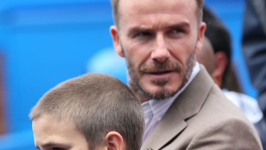 David Beckham und Romeo im Tennis-Stadion