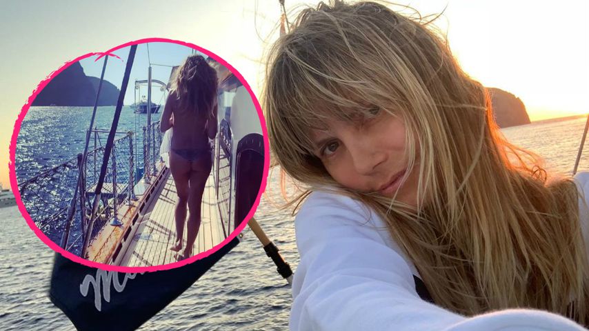 Nur im Höschen: Heidi Klum flaniert sexy über Flitter-Boot