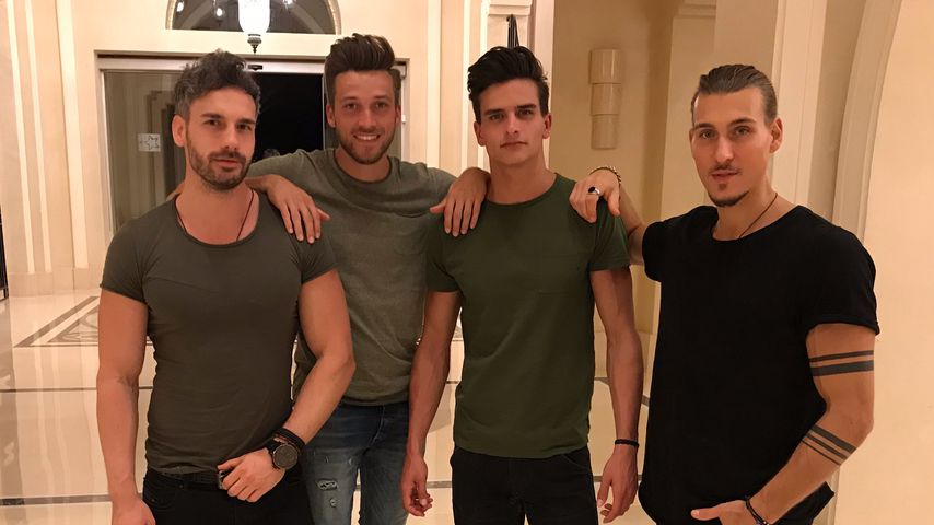 Jan Stühmer, Marcel Halder, Pascal Unbehaun und Felix Hahnsch 2017 im Mister Germany Camp in Ägypten
