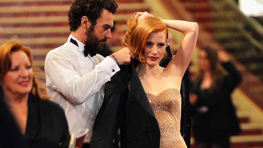 Jessica Chastain und Gian Luca Passi de Preposulo nach der Oscar-Verleihung 2013