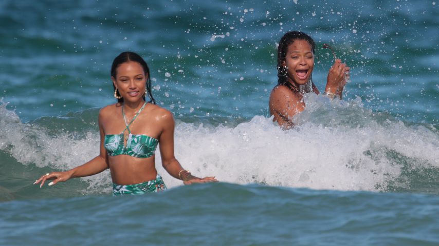 Karrueche Tran & Christina Milian in Miami