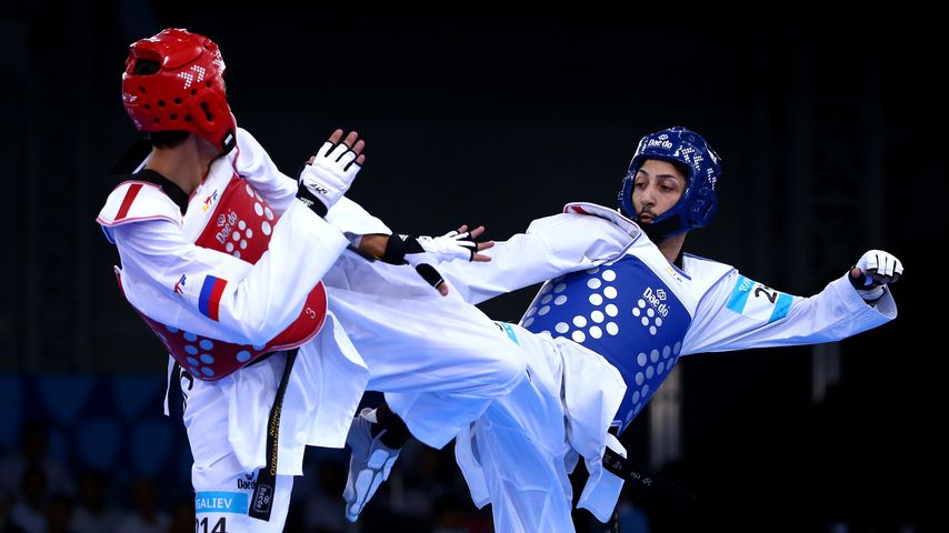Levent Tuncat während eines Kampfes bei den European Games 2015 in Baku, Aserbaidschan