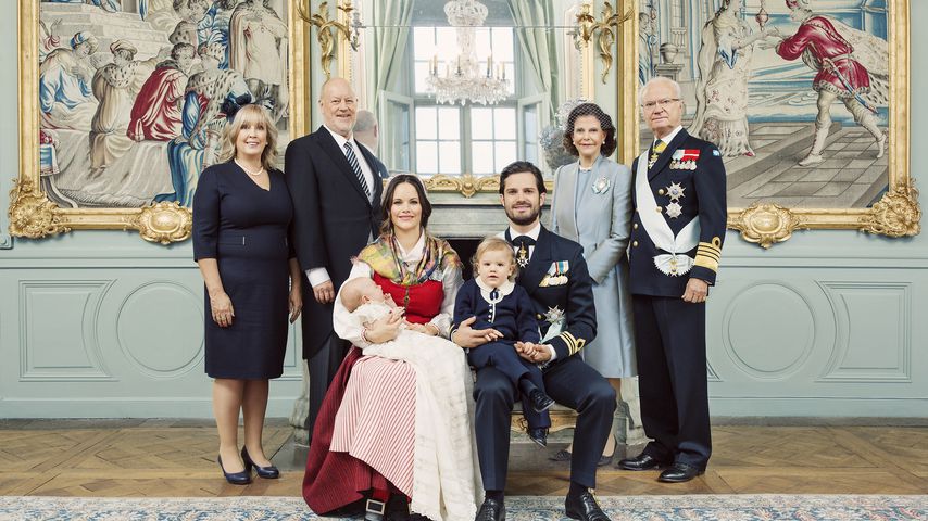 Marie und Erik Hellqvist, Gabriel, Sofia, Carl Philip, Alexander, Königin Silvia, König Carl Gustaf