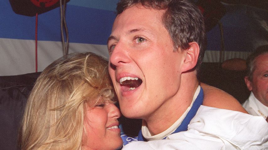 Michael Schumacher und Ehefrau Corinna 1994 nach seinem ersten F1-Weltmeistersieg