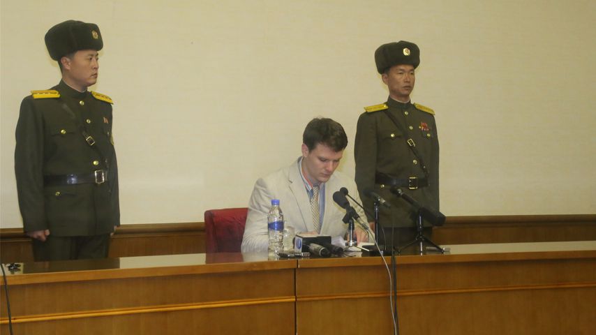 Otto Warmbier bei einer Pressekonferenz in Pjöngjang, 2016
