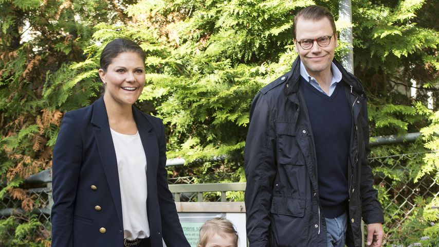 Prinzessin Victoria von Schweden und Prinz Daniel bei Estelles erstem Vorschultag 2014
