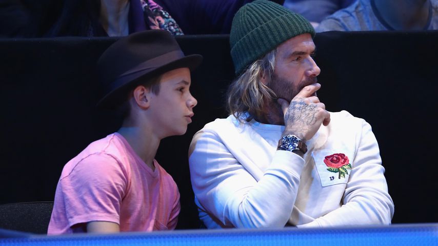 Romeo und David Beckham während eines Vater-Sohn-Ausflugs