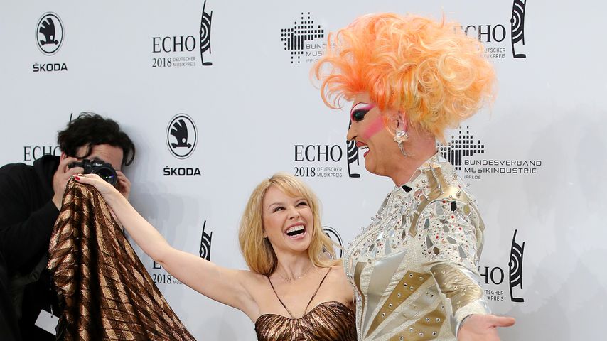 Sängerin Kylie Minogue und Dragqueen Olivia Jones beim Echo 2018