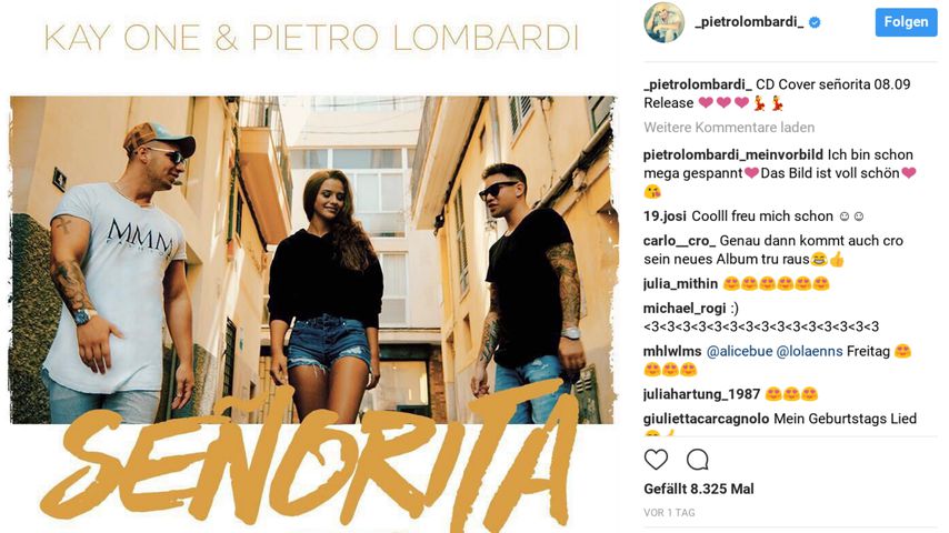 Screenshot zum "Senorita"-Cover-Post von Pietro Lombardi