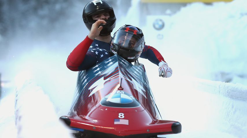 Steven Holcomb im Zweierbob mit Carlos Valdes