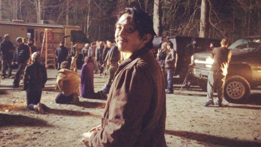 Steven Yeun am Set von "The Walking Dead"