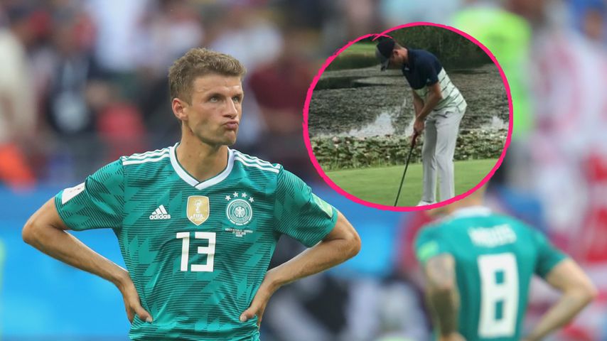 Wenigstens beim Golf: Thomas Müller locht endlich Ball ein!