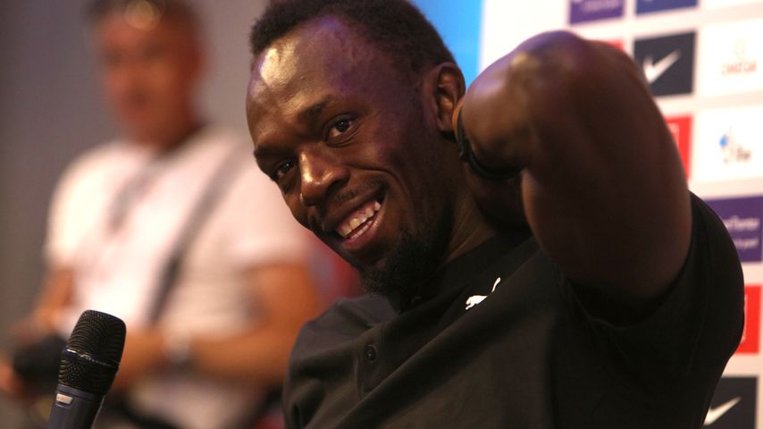 Usain Bolt bei einer Pressekonferenz in London