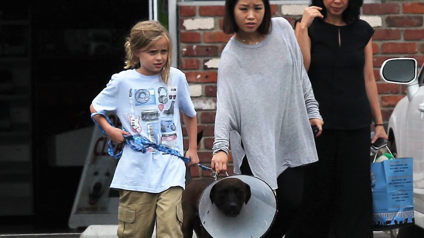 Vivienne Jolie-Pitt mit einem Hund in Los Angeles