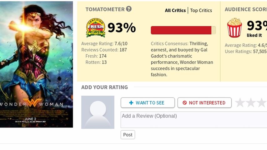 "Wonder Woman" bei "Rotten Tomatoes"