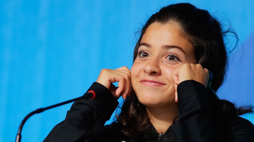 Yusra Mardini bei einer Pressekonferenz im August 2016 bei den Olympischen Spielen