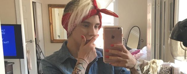 Courtney Stodden als Justin Bieber verkleidet Courtney Stodden als Justin Bieber verkleidet