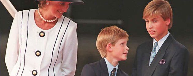 Prinzessin Diana, Prinz Harry und Prinz William 1995 in London Prinzessin Diana, Prinz Harry und Prinz William 1995 in London