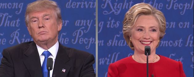 Hillary freut sich beim TV-Duell Hillary freut sich beim TV-Duell