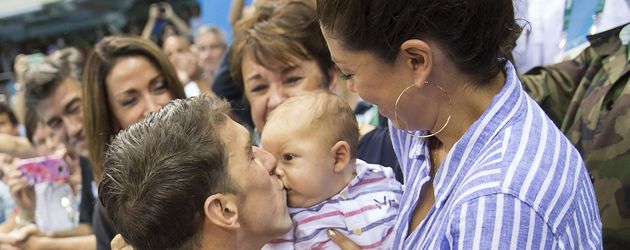 Michael Phelps nach seinem Sieg über 200-Meter-Schmetterling in Rio 2016 Michael Phelps nach seinem Sieg über 200-Meter-Schmetterling in Rio 2016