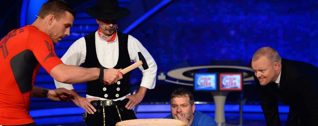 Lukas Podolski, Stefan Raab und Elton Lukas Podolski, Stefan Raab und Elton