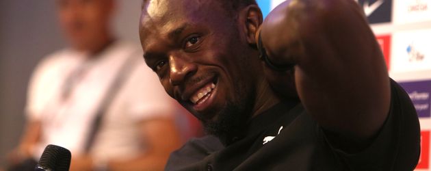 Usain Bolt bei einer Pressekonferenz in London Usain Bolt bei einer Pressekonferenz in London